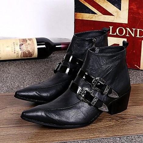 Shoes Limited Edition Pure Handmade Outdoor / PartyEvening Leather Fashion Boots Black